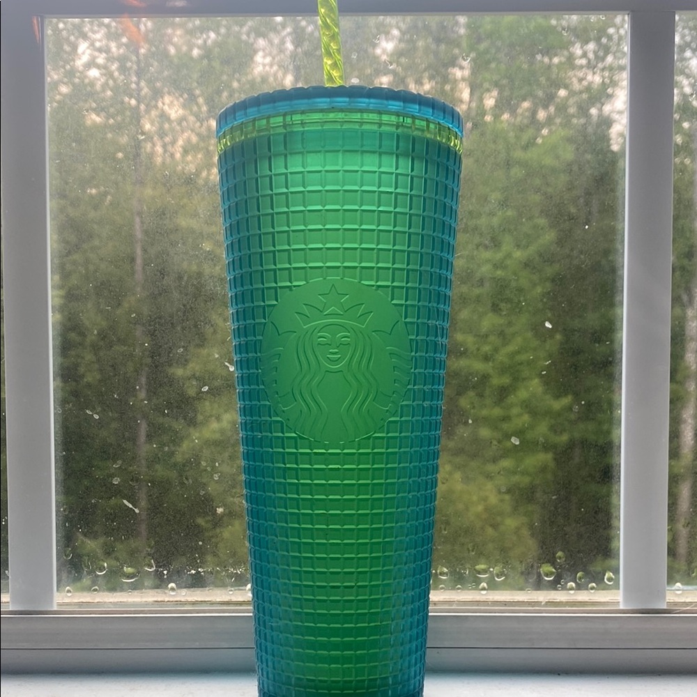 Starbucks Teal and Lime Tumbler